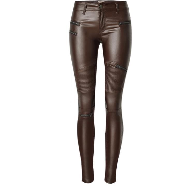 brown coated jeans