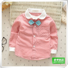Children’s pure cotton shirts spring 2016 boys long sleeve shirt grid baby baby jacket leisure small children’s clothing
