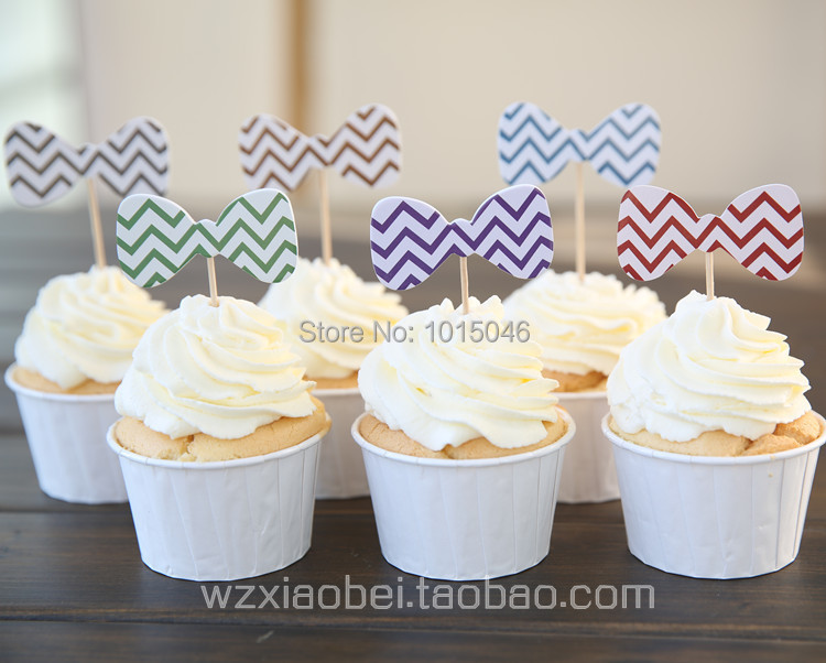 Free-Shipping-22X-Stripe-Bow-Tie-Cute-Cake-Topper-Card ...