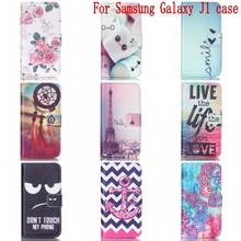 Luxury Painting PU Leather Case For Samsung Galaxy J1 J100 J100H J100F Smile Owls Flip Wallet Stand Cover Phone Cases