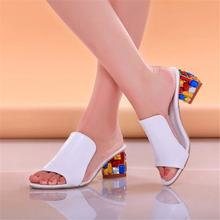 Rhinestone sandals slippers 2016 summer fish head diamond big yards sandals thick with female sandals