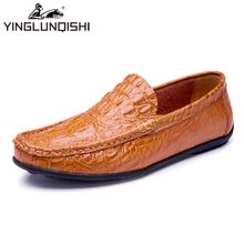 2016 Handmade Genuine Leather Men Shoes Moccasins Shoes Men Flats Casual Men Loafers Srocodile Soft leather Shoes High Quality