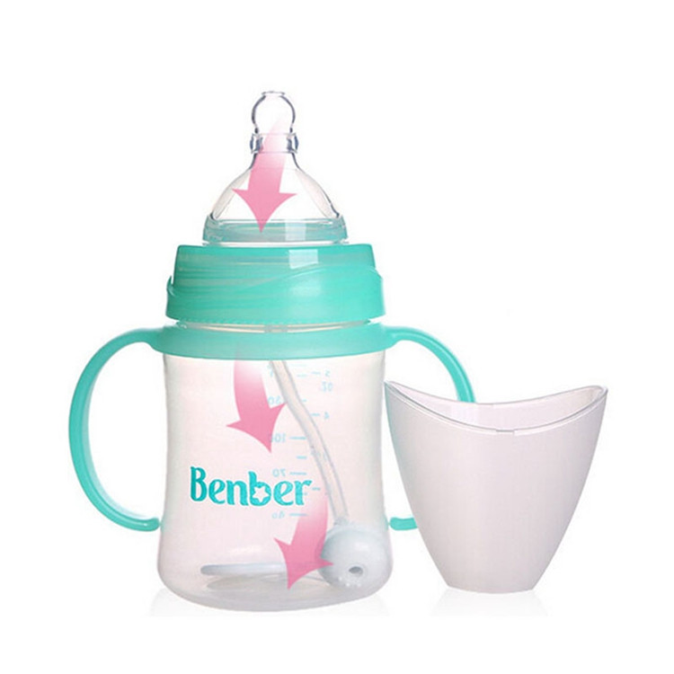 160ml Baby Feeding Bottle PP Bottle With Handle Standard Caliber Nursing Bottle Automatic Nipple Cute Mini Milk Bottle (1)