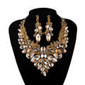 Indian Jewellery champagne Crystal Necklace Earrings Bridal Jewelry Sets For Brides Party Wedding Earrings sets Accessories