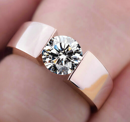High quality lovers engagement ring Classic CZ Diamond tension 18K rose Gold filled rings women men