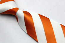 NT0102 Orange White Stripe Multicolor Smooth Jacquard Woven Classic Silk Polyester Man s Business Luxury Tie