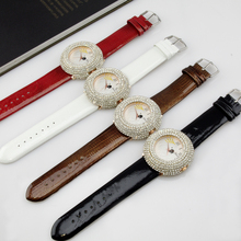 WH109 Japan Movt Ladies Leather Band Watch Fashion Jewelry Simulated Diamond Parrot Quartz Wristwatches For Women