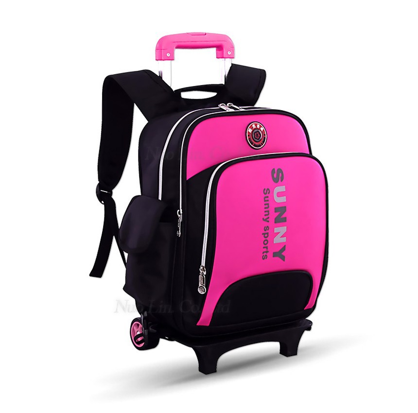 2015 New School Backpack Wheels Nobility School Kids Trolley Wheeled School Bag Double Shoulder