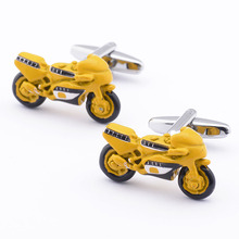 Free shipping Rare Exquisite Style Yellow Paint Motorcycle Cufflinks Men’s French Shirt Suit Sleeve Cuff Links