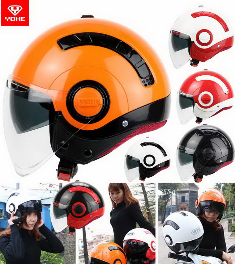 2016 New Summer YOHE double lenses ABS half face motorcycle font b helmet b font young