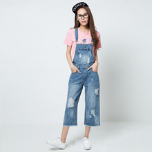 2016 New Women Jeans Overalls Jumpsuit for Woman Loose Fit Ripped Holes denim jeans
