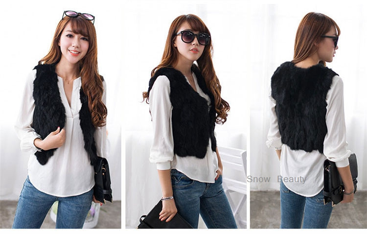 women rabbit fur vest short (2)