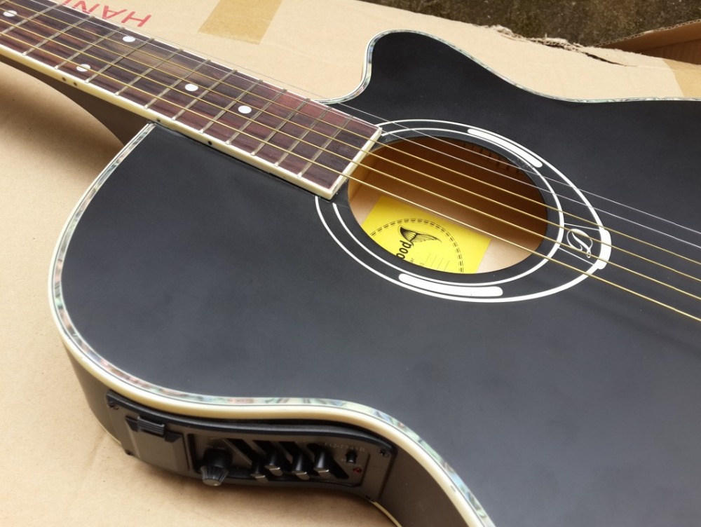 blackcolorthinbodyacousticguitarwithequalizerfreeshippingfree