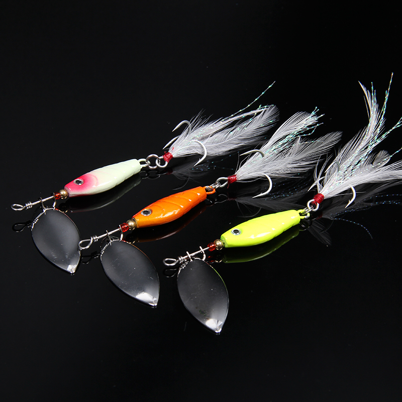 Free shipping High quality spinner bait with feather 21g blade 3
