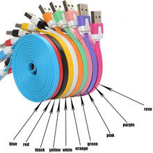 1pcs free shipping New Arrival colorful flat noodle usb sync charger / data cable for iphone 4 4s 3gs for ipad 2 3