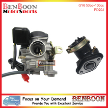 GY6 50cc PD20J Carburetor and Intake Manifold Pipe 139QMB Chinese Scooter Parts ATV Parts Znen Baotian Taotao Free Shipping