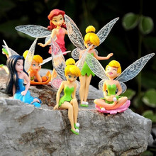 7.5-12CM Cartoon Tinkerbell Fairy PVC Anime Action Figure Toys Girls Dolls Kids Lovely Model Gift 6pcs/set