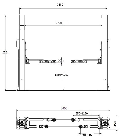 two post car lift size