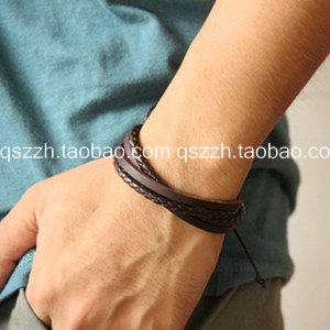 Fashion vintage Bracelet british style Hemp rope strap genuine leather bracelet Men Bracelet for Women Jewelry