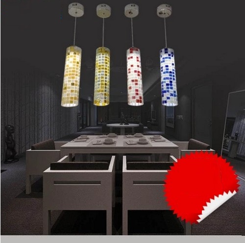 Фотография Simple Mosaic Glass Droplight Modern LED Pendant Light Fixtures For Living Dining Room Hanging Lamp Lamparas Colgantes