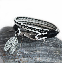 Fashion Jewelry PU Leather Charm Friendship Bracelets Bangles Feather font b Accessories b font Wedding font