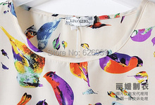 2015 Fashion Top Casual Chiffon Print Summer Blouse Women Tops New Brand Loose t shirt women