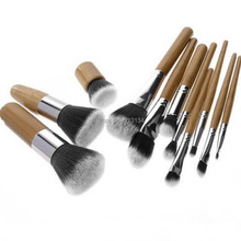 11Pcs set Wood Handle Makeup Make Up Cosmetic Eyeshadow Foundation Concealer Brush Set 