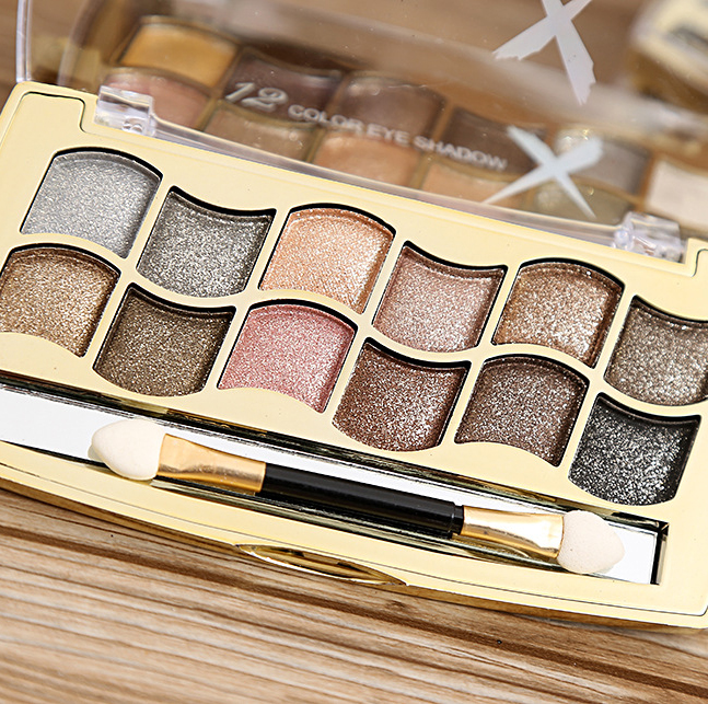 Professional Eye Makeup 12 Colors Eyeshadow Palette Gold Smoky Cosmetics Makeup Palette Diamond 