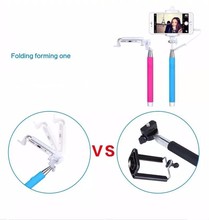 Wired Selfie Stick Handheld Monopod Built in Shutter Extendable with Fold Holder For iPhone Samsung Smartphone