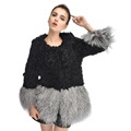 Fashion Women Fur Jackets Winter 2016 Natural Lamb Fur Coats With Mongolia Sheep Fur Trims Real