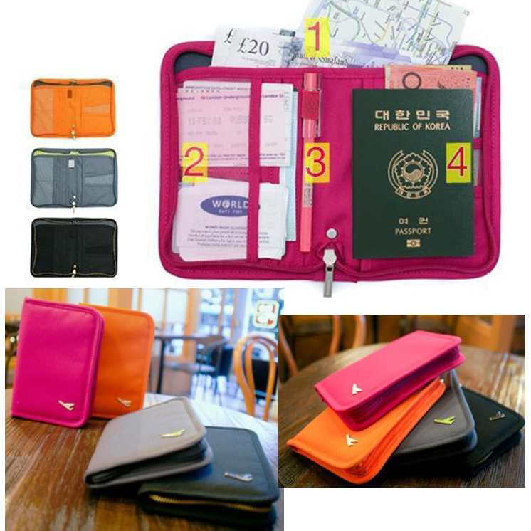 1PCS 4 Color Men Women New Travel Wallet Passport Holder Document Credit Card Organizer Bag Free