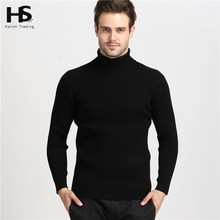 2015 Winter Thick Warm 100% Cashmere Sweater Men Turtleneck Men Brand Mens Sweaters Slim Fit Pullover Men Knitwear Double collar