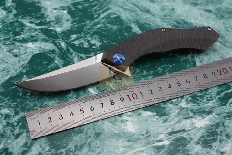 Shirogorov poluchetkiy Flipper Bearing washer D2 Brushed Blade TC4 titanium Handle Outdoors Survival Tactical folding knife