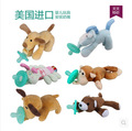 Newborn silicone funny baby pacifier clips chain wubbanub animal pacifier with plush toy soother nipple dog