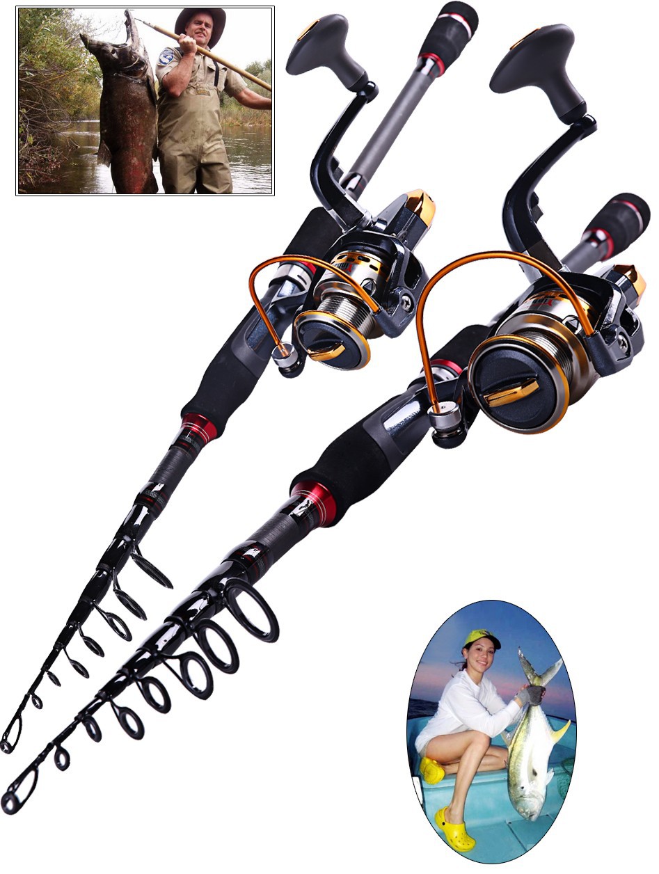 Telescopic Surf Fishing Rod with 13BB Spinning Fishing Reel Combos