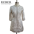Original Quality Runway Vintage Casual Solid Sleeve Above Knee Hollow Slim Elegant Lace Summer Short Dress