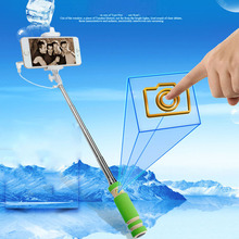 Mini Wired Selfie Stick Handheld Monopod Built-in Shutter Extendable+Mount Holder+hop-pocket For iPhone Samsung Smartphone W/Bag