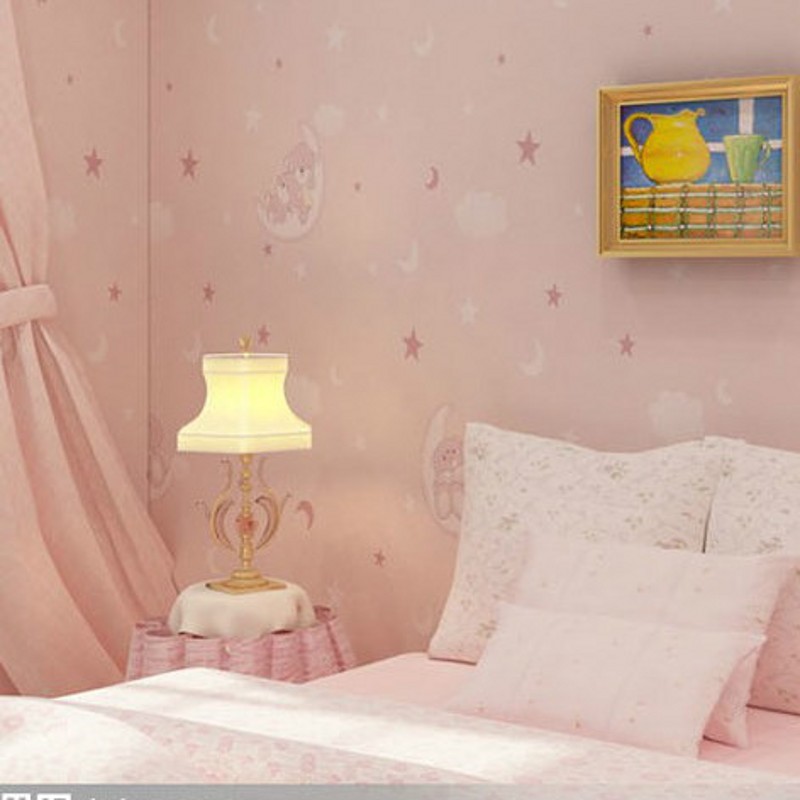 Non-woven wallpaper children's room decoration bedroom moon and the stars cartoon wallpaper papel de parede 3d wall paper