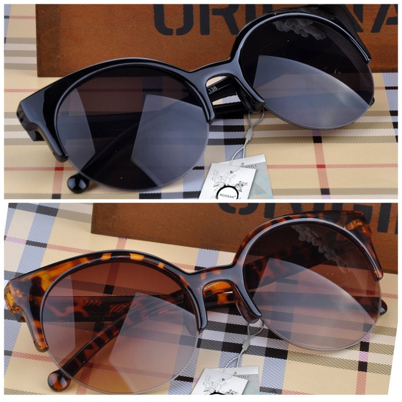 Fashion Retro Designer Super Round Circle Glasses Cat Eye Semi Rimless Sunglasses Glasses Goggles XMPJ093