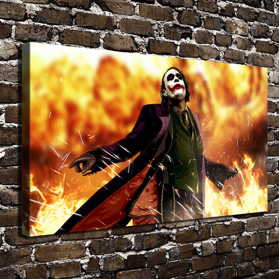 H2009 Joker Batman the joker heath ledger ultra .HD Canvas Print Home decoration Living Room bedroom Wall pictures Art painting