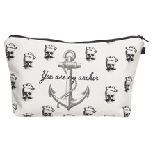Pirates anchor 3D Printing women makeup bag neceser bolsos mujer de marca famosa 2016 Zohra Fashion bolsa neceser maquillaje