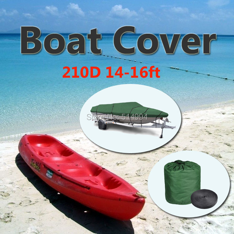 2015 New High Quality 210D Speedboat Camping Fishing Boat Cover 14ft - 16ft Sunproof Fish Waterproof UV Protected - Gray