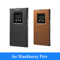 Luxury Original 2015 New Genuine Leather Smart Flip Case for Blackberry Priv Folding Folio Stand Phone