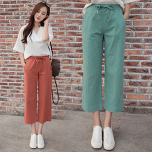 Original Design Wide Leg High Waist Boho Pants Women 2016 Summer Loose Vintage Linen Female Dazzling Pants Capris Wide Trousers