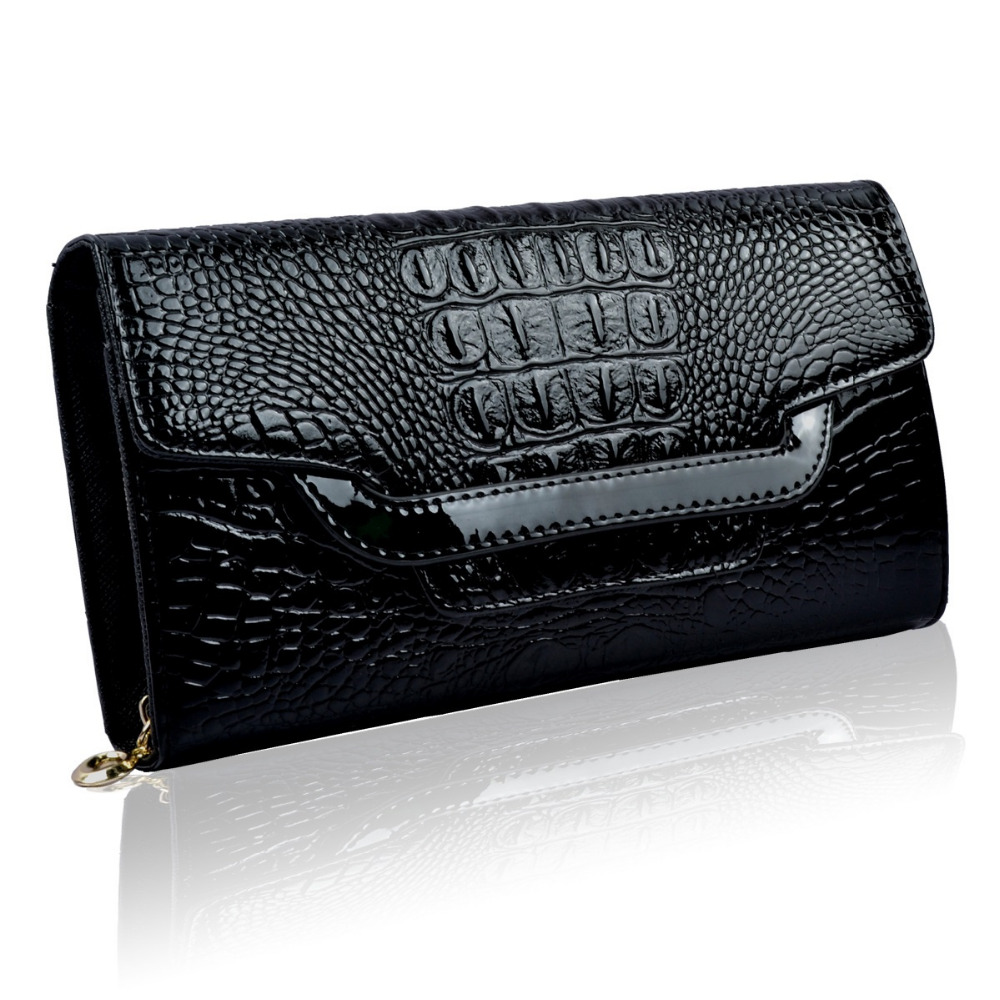 Fashion Patent leather Crocodile ladies clutch purse High end Alligator evening bags and ...