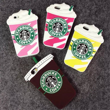 Hot Sale 3D Cartoon Silicon Starbuck Coffee Cup Case Cover for Apple iPhone 4 4s 5 5s 6 4.7″ 6 Plus Mobile Phones Free shipping