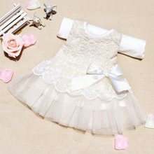 Baby Girls Sleeveless Lace Crochet Princess Dress Kids With Bow Belt Party Dresses Free Shipping