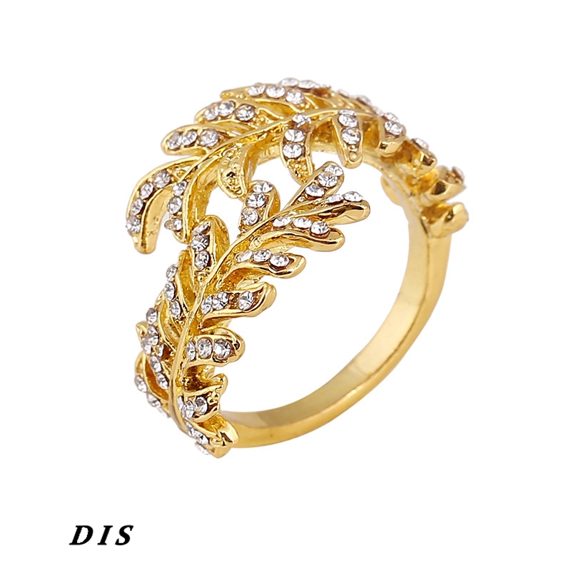-Gold-Wedding-Rings-For-Women-Leaf-Shaped-Norble-Rhinestone-Rings ...