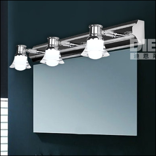 Led mirror light american style crystal stainless steel fitting brief modern bathroom mirror cabinet lighting j1