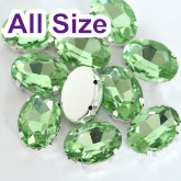 Light Peridot Oval Sew On Rhinestone With Claw